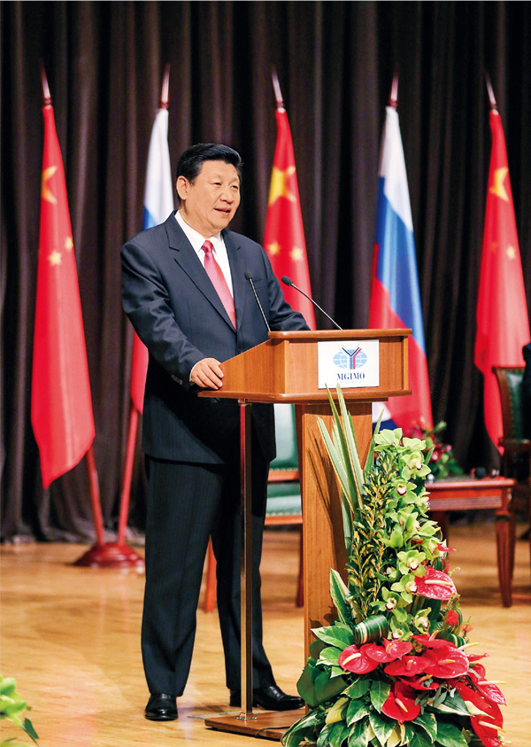 2013年3月23日，國家主席習(xí)近平在莫斯科國際關(guān)系學(xué)院發(fā)表演講。 新華社記者 丁林/攝